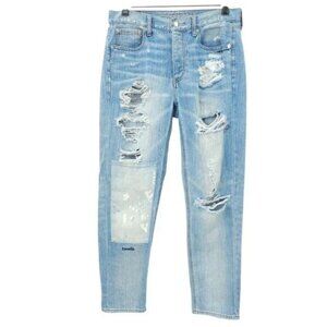 American Eagle Jeans 6 Vintage High Rise Distressed Embroidery Ripped Button Fly